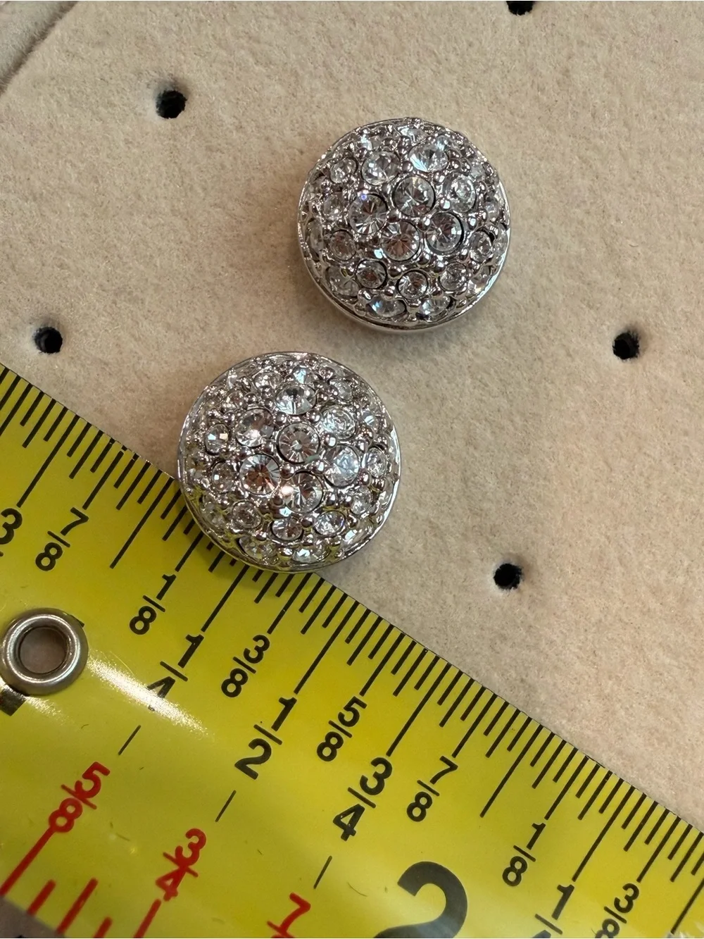 Swarovski Clear Crystal Pavé Dome Stud Earrings Silver Tone-1058
